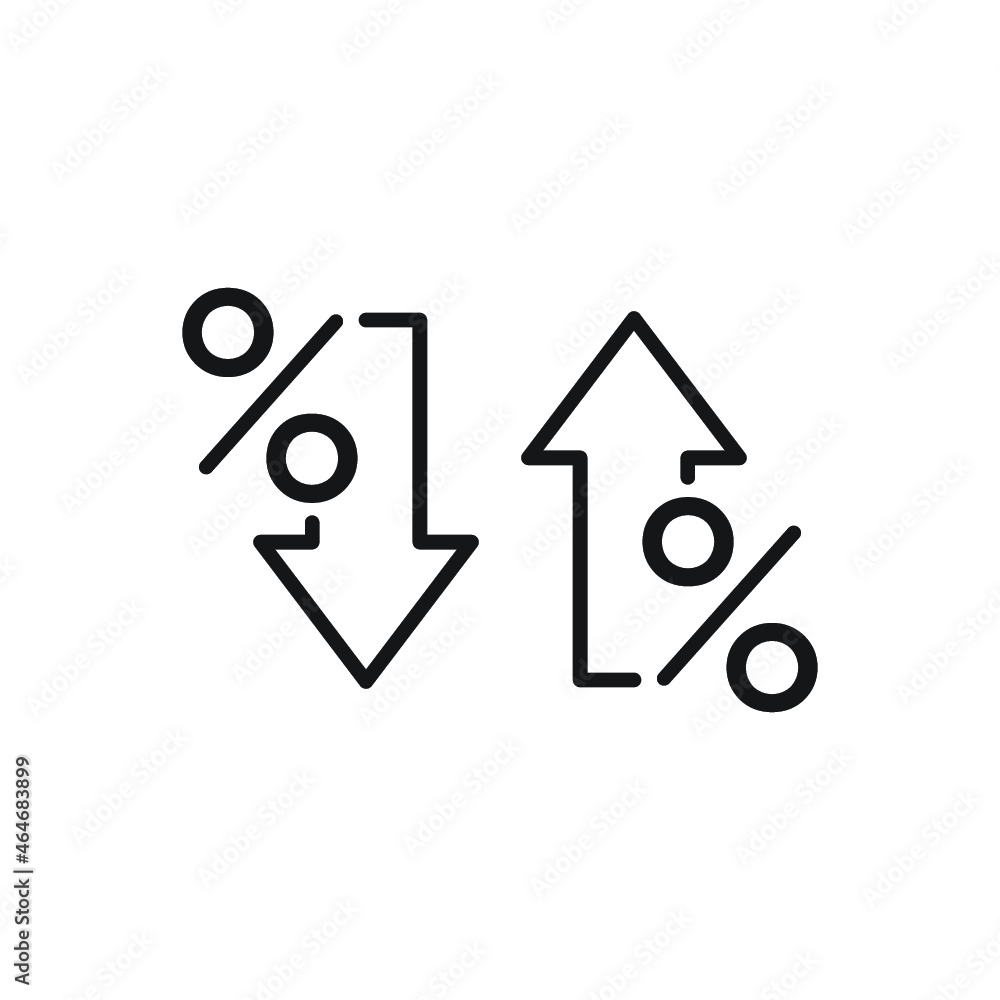 Percent growth and reduction line icons Percent growth and reduction line icons