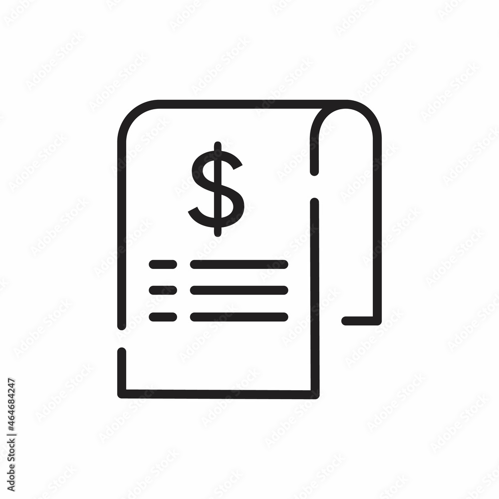 Receipt, bill and invoice line icon Receipt, bill and invoice line icon