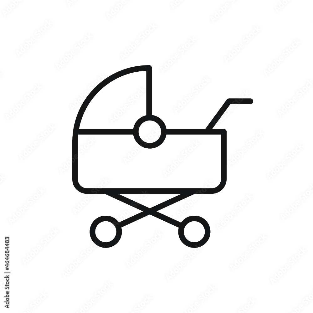 Baby stroller icon isolated on white background. Baby carriage, buggy, pram, stroller, wheel Baby stroller icon isolated on white background. Baby carriage, buggy, pram, stroller, wheel