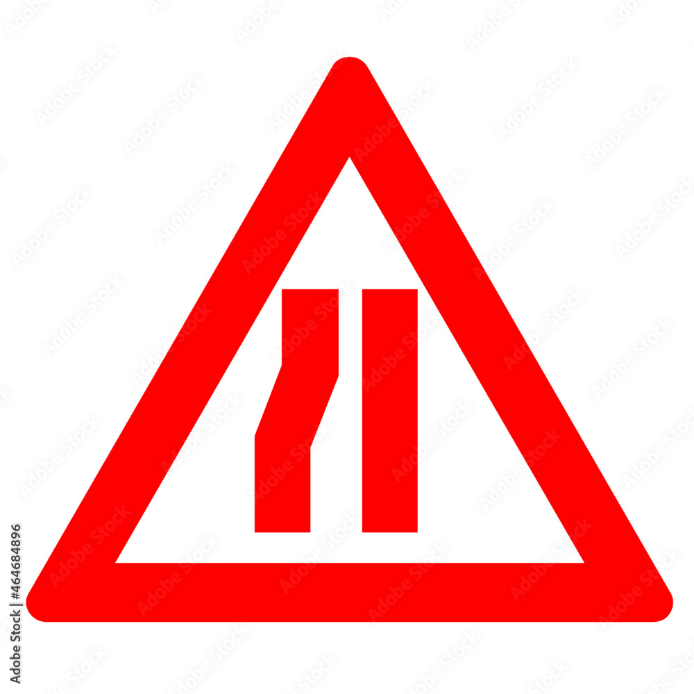 red triangle sign transportation road sign narrow left red triangle sign transportation road sign narrow left