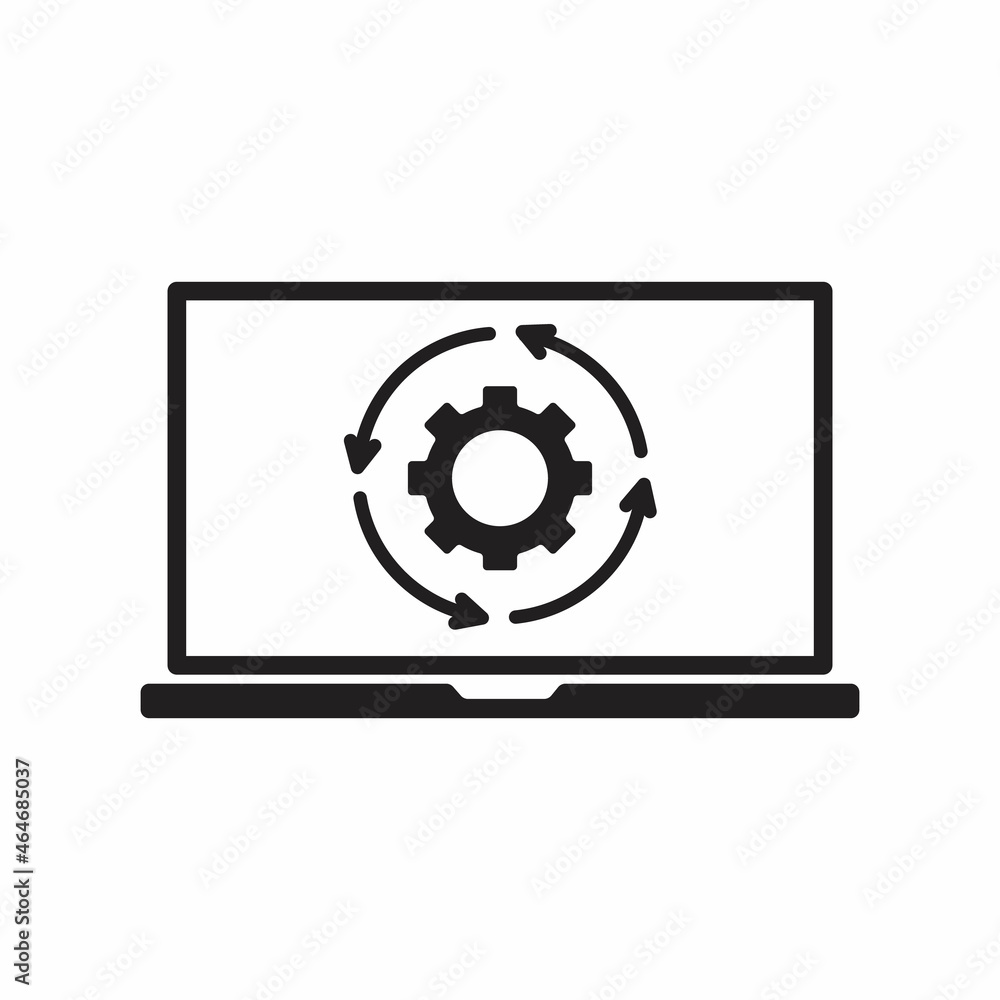 Gears on Laptop Display Icon