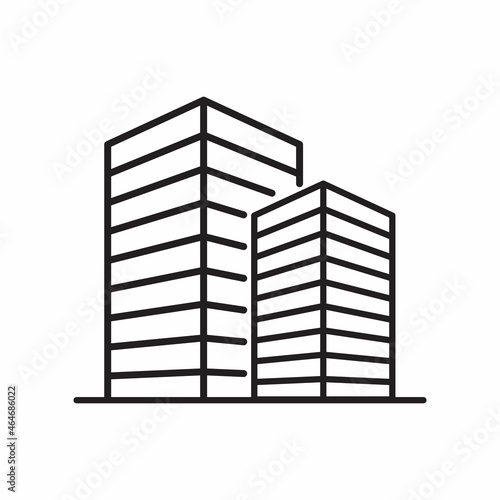 Skyscraper buildings line icon. City architecture sign. Town symbol