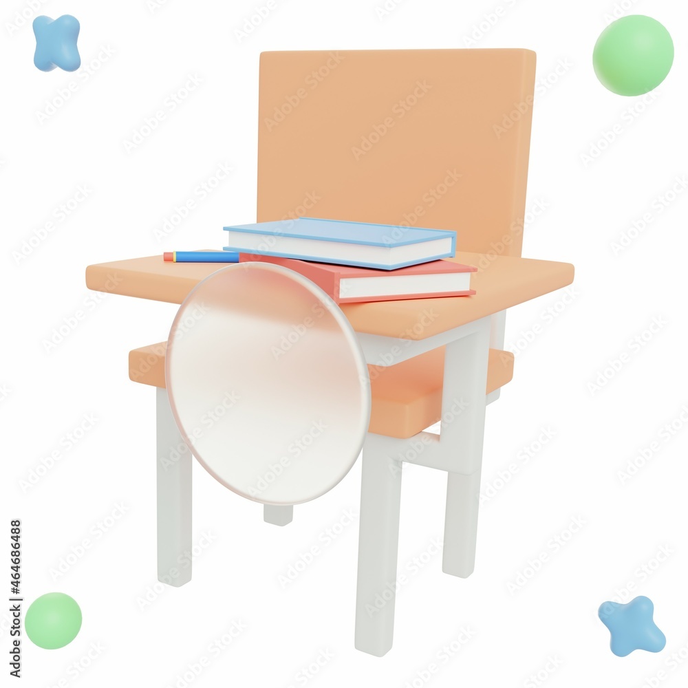 Desk - 3D School Icon or Illustration Pack Desk - 3D School Icon or Illustration Pack