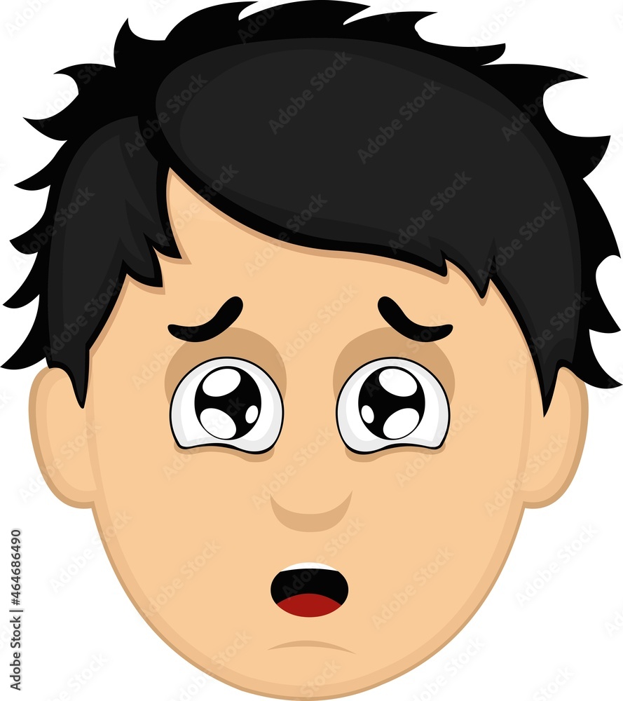 Vector illustration of a cartoon man's face with a scared expression Vector illustration of a cartoon man's face with a scared expression