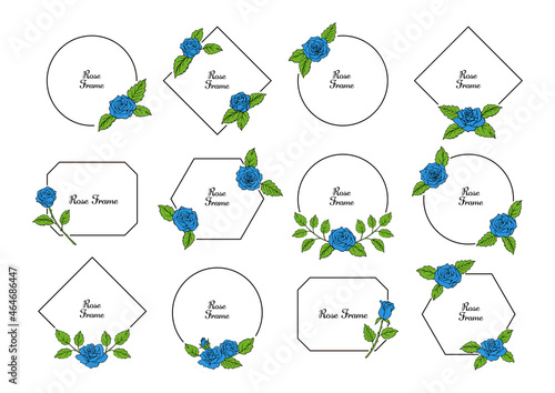 薔薇の花のデザインフレーム　青い花