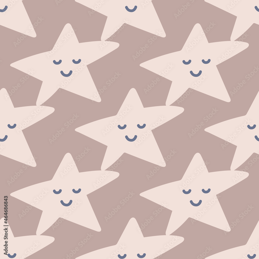 Cute stars seamless pattern. Delicate background in the Scandinavian style. Vector illustration for design, postcards, baby clothes, gift paper, fabric.