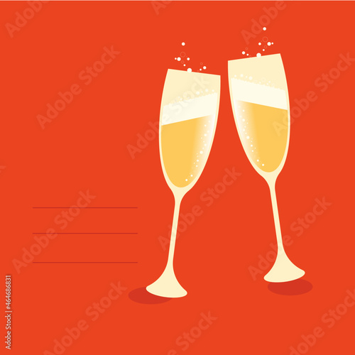 glasses of champagne greeting card new year and Christmas
