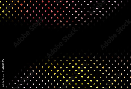 Dark pink, yellow vector template with poker symbols.