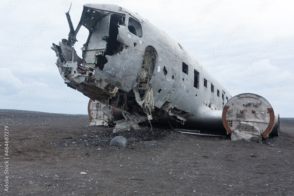 Solheimasandur plane wreck view. South Iceland landmark