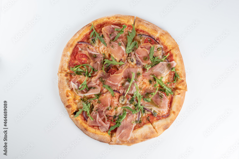 pizza on grey background