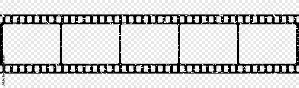 grungy film strip icon isolated on transparent background. tape photo film strip frame, Video Film strip roll, Vector illustration