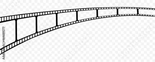 Curved film strip icon isolated on transparent background. tape photo film strip frame, Video Film strip roll, Vector illustration