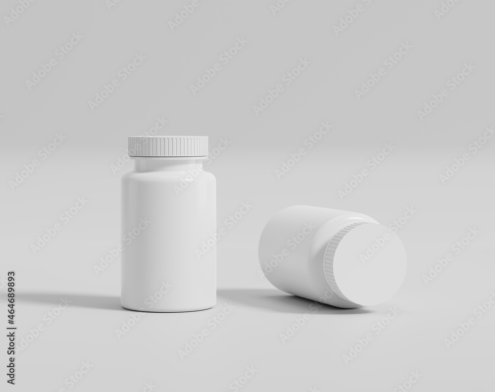 White pill case, round plastic container White pill case, round plastic container