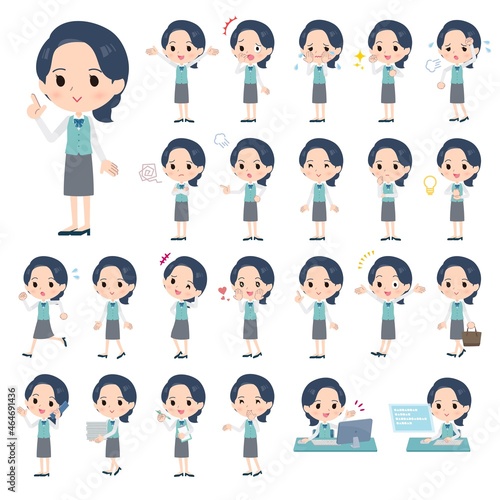 様々な感情表現をする事務員女性のセット