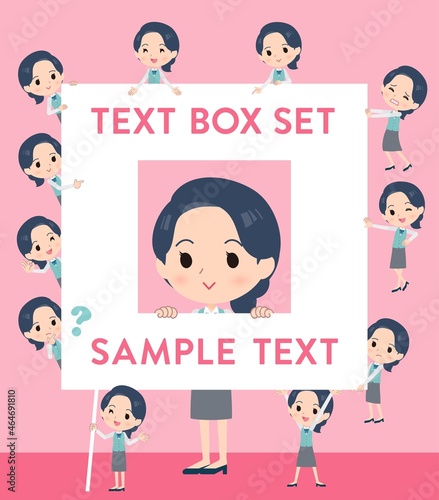 メッセージボードを持つ事務員女性のセット