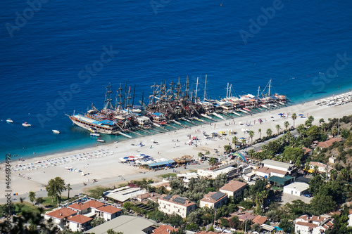 The ships are moored in one of the bays on the coast of southern Turkey.      