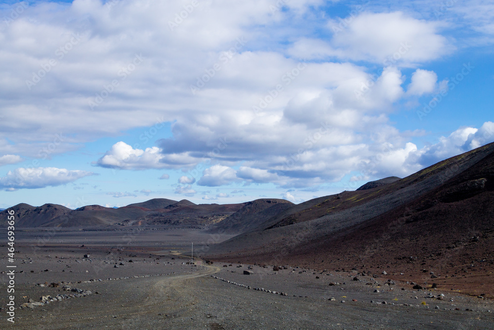 Desolate landscape from Kverfjoll area, Iceland panorama