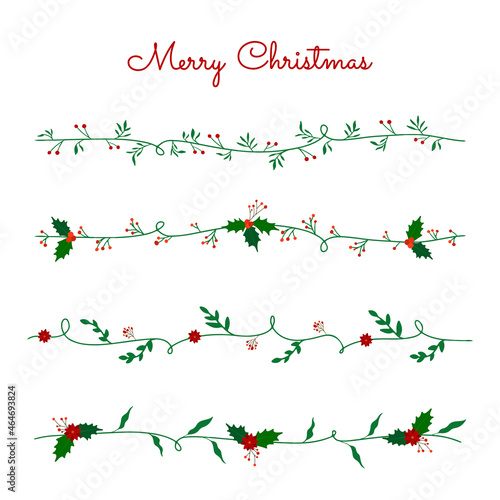 Christmas wreath mistletoe and Poinsettia collection