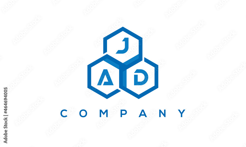 JAD three letters creative polygon hexagon logo JAD three letters creative polygon hexagon logo