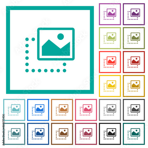 Drag image to top right flat color icons with quadrant frames