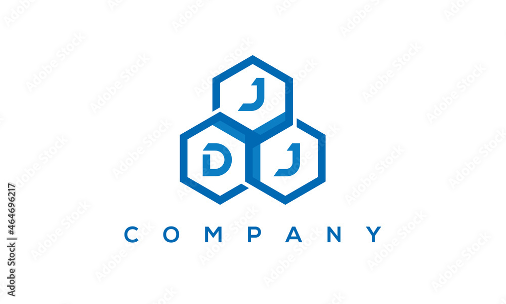 JDJ three letters creative polygon hexagon logo	