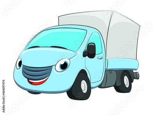 Cute cartoon delivery car. vector illustration. Funny car. For banner.