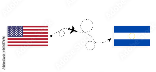 Flight and travel from USA to El Salvador by passenger airplane Travel concept