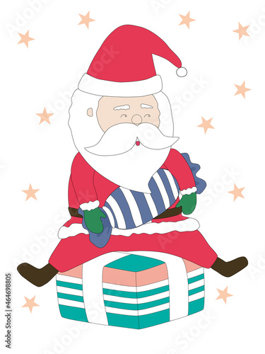 Merry Christmas with Santa Claus characters in various gestures Designed in doodle style for Christmas themes, decorations, cards, patterns, pillow patterns, t-shirts, stickers, digital print and more © Churiarat