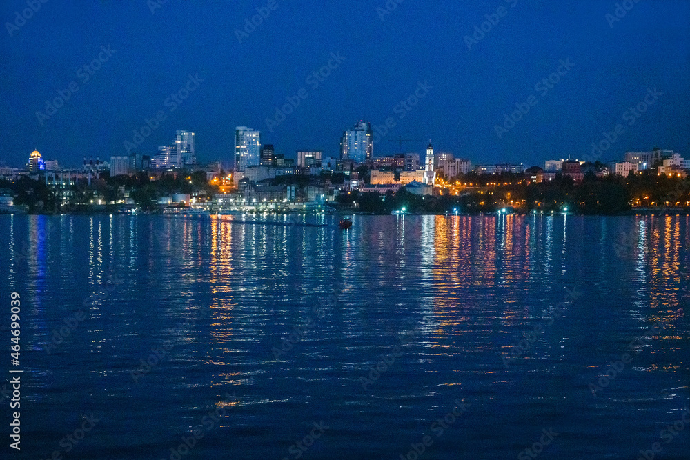 Panorama od Samara at night from passenger ship