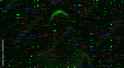 Computer hacker on abstract binary code background. Hacking concept