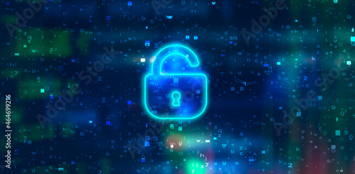 Internet cyber security background. Digital cyberspace with lock vector illustration