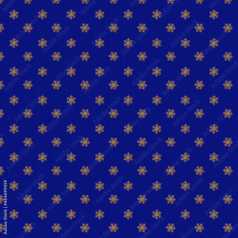 Seamless pattern with gold snowflakes on a blue background. Christmas new year background. Christmas decoration. Seamless pattern with gold snowflakes on a blue background. Christmas new year background. Christmas decoration.