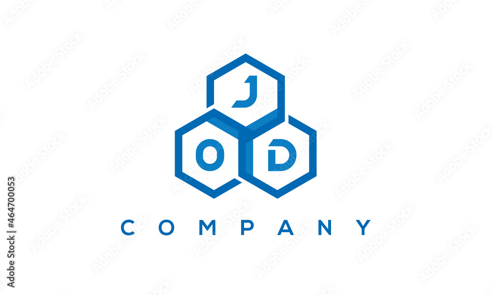 JOD three letters creative polygon hexagon logo	