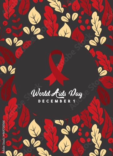 World aids day design template. Stroke red ribbon. October is Cancer Awareness Month
