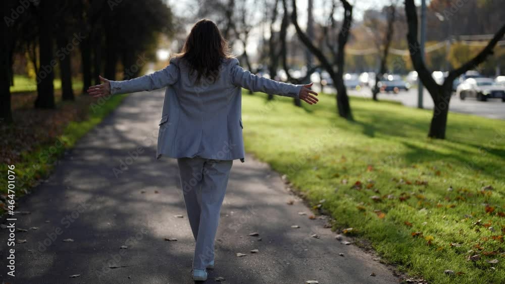 Active happy European adult woman dancing happy man having fun on the street in the afternoon after quarantine Active happy European adult woman dancing happy man having fun on the street in the afternoon after quarantine