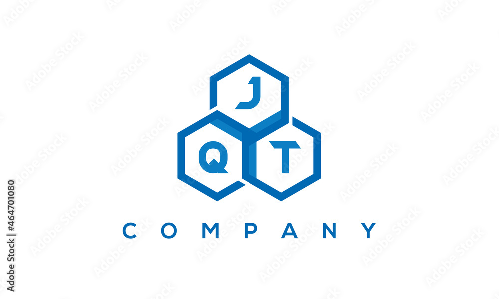 JQT three letters creative polygon hexagon logo	