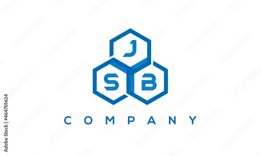 JSB three letters creative polygon hexagon logo	