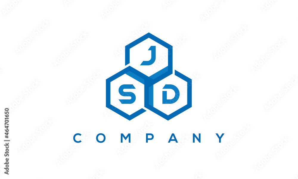 JSD three letters creative polygon hexagon logo JSD three letters creative polygon hexagon logo