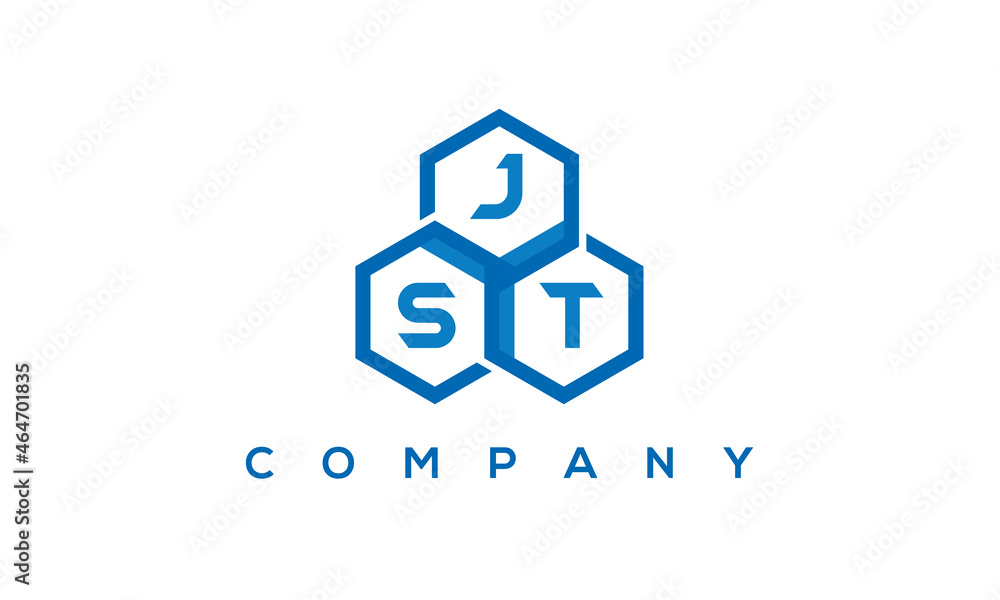 JST three letters creative polygon hexagon logo	