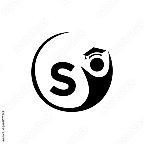 Letter S Education Logo Template. Education Logo On S Letter, Initial Education Hat Concept Template