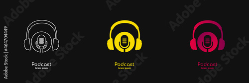 Podcast radio logo icon. Vector illustration.