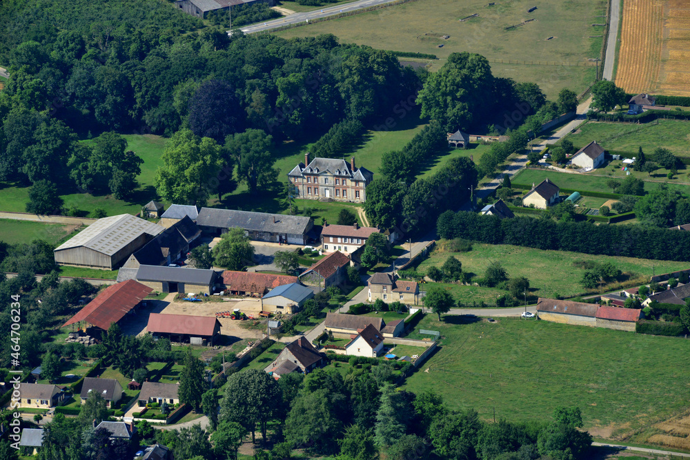 Dangu, France - july 7 2017 : aerial picture of countryside