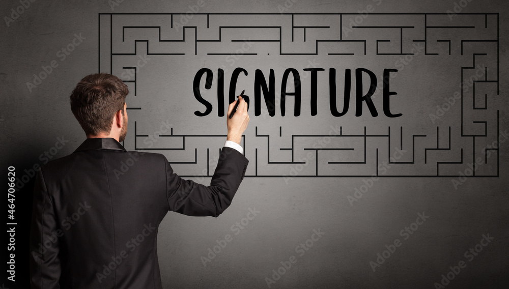 businessman drawing maze concept businessman drawing maze concept