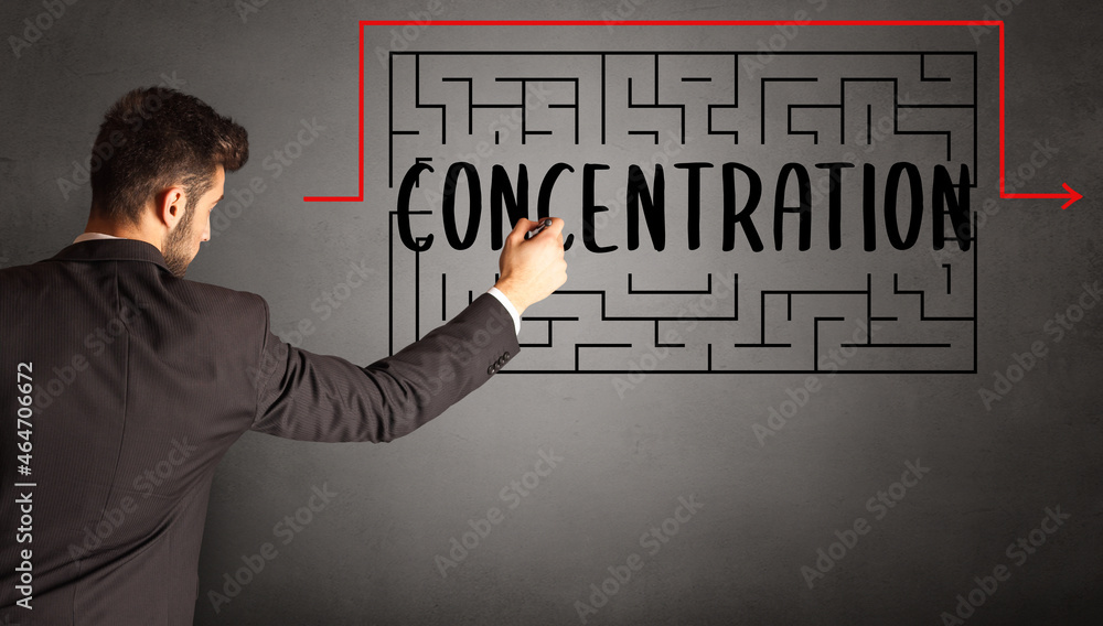 businessman drawing maze concept businessman drawing maze concept