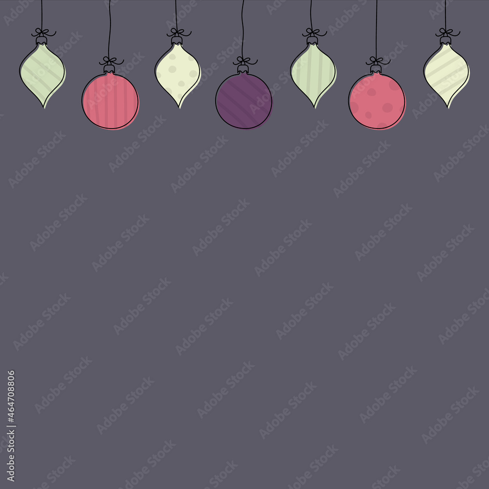 Concept of a Christmas background with hanging hand drawn balls. Vector Concept of a Christmas background with hanging hand drawn balls. Vector