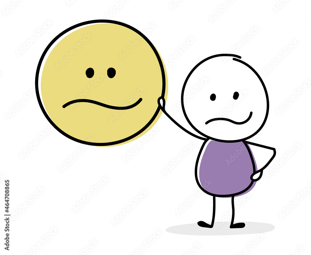 Obraz premium Angry cartoon caricature with emoticon icon. Business concept. Vector