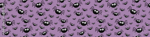 Halloween banner with funny spiders. Wallpaper. Vector © Karolina Madej