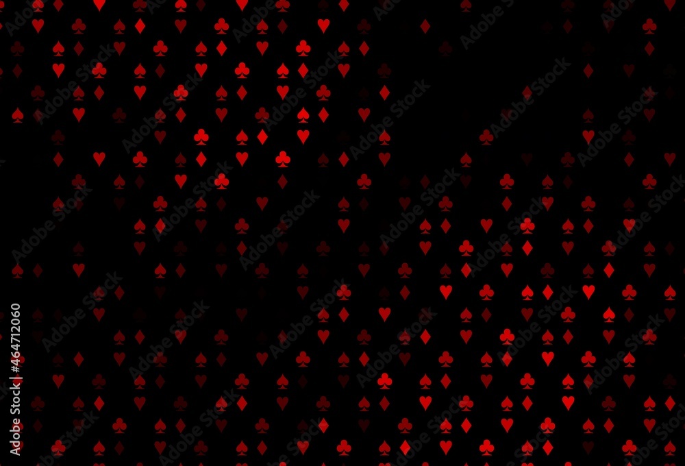 Dark Red vector background with cards signs.