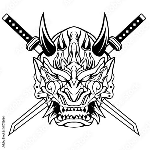 tattoo oni mask artwork illustration