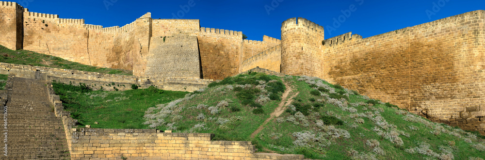 Panorama of the ancient fortress Naryn-Kala. Derbent, Republic of Dagestan. Russia